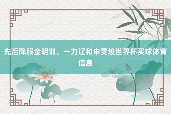 先后降服金明训、一力辽和申旻埈世界杯买球体育信息