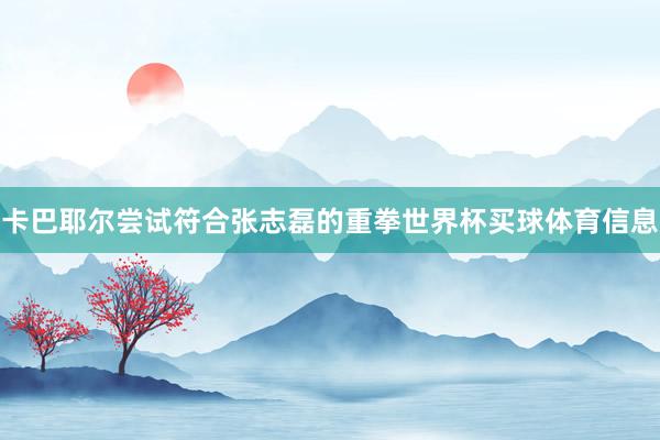 卡巴耶尔尝试符合张志磊的重拳世界杯买球体育信息