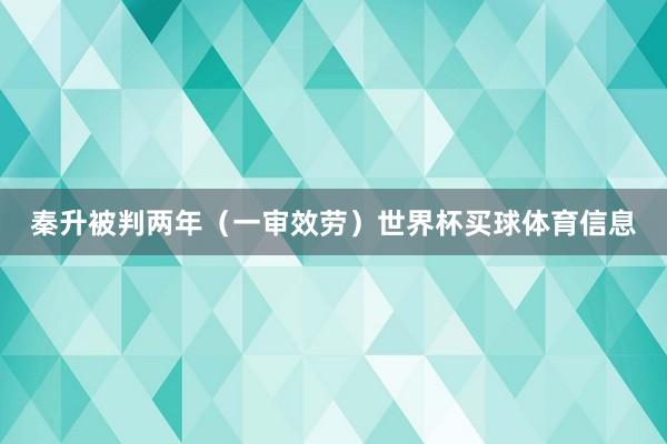 秦升被判两年（一审效劳）世界杯买球体育信息