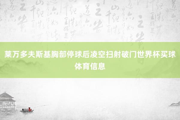 莱万多夫斯基胸部停球后凌空扫射破门世界杯买球体育信息