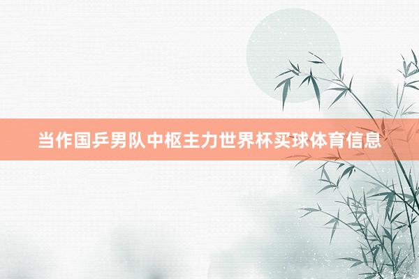 当作国乒男队中枢主力世界杯买球体育信息