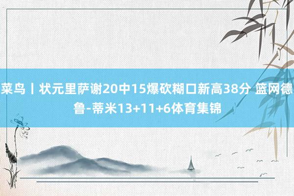 菜鸟丨状元里萨谢20中15爆砍糊口新高38分 篮网德鲁-蒂米13+11+6体育集锦