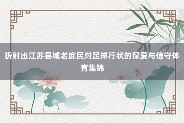 折射出江苏县域老庶民对足球行状的深爱与信守体育集锦