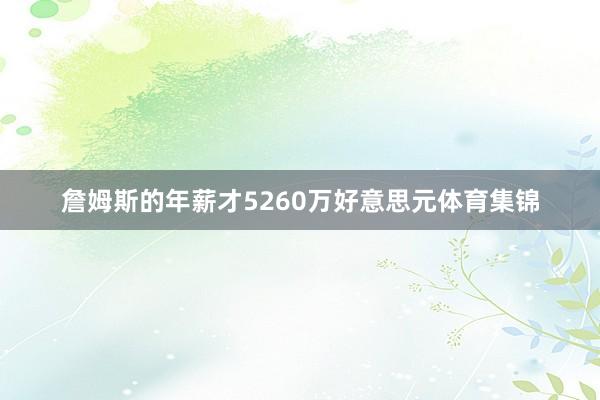 詹姆斯的年薪才5260万好意思元体育集锦