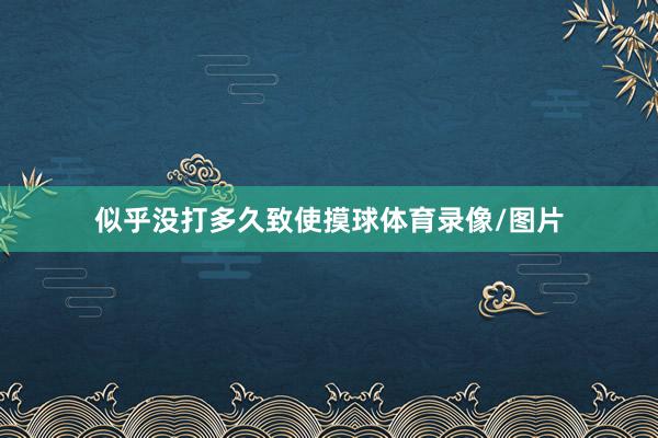 似乎没打多久致使摸球体育录像/图片