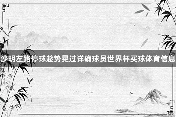 沙明左路停球趁势晃过详确球员世界杯买球体育信息