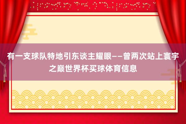 有一支球队特地引东谈主耀眼——曾两次站上寰宇之巅世界杯买球体育信息